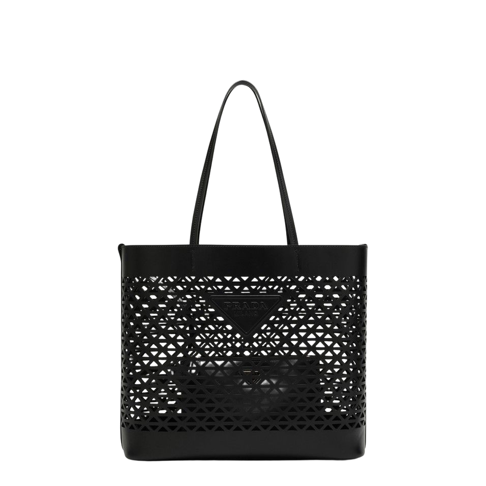Large Black Perforated Leather Shopping Bag
