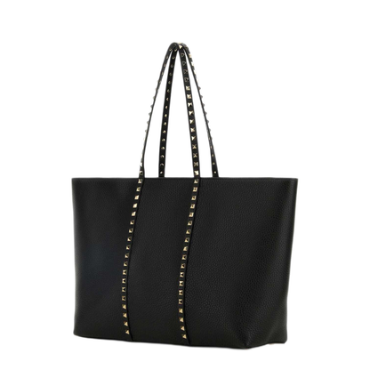 MAYFEYR - Valentino - Black Leather Medium Rockstud Shopping Bag - 8W2B0R04VSF0NO