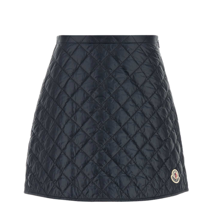 Diamond-Quilted Mini Skirt Navy Blue