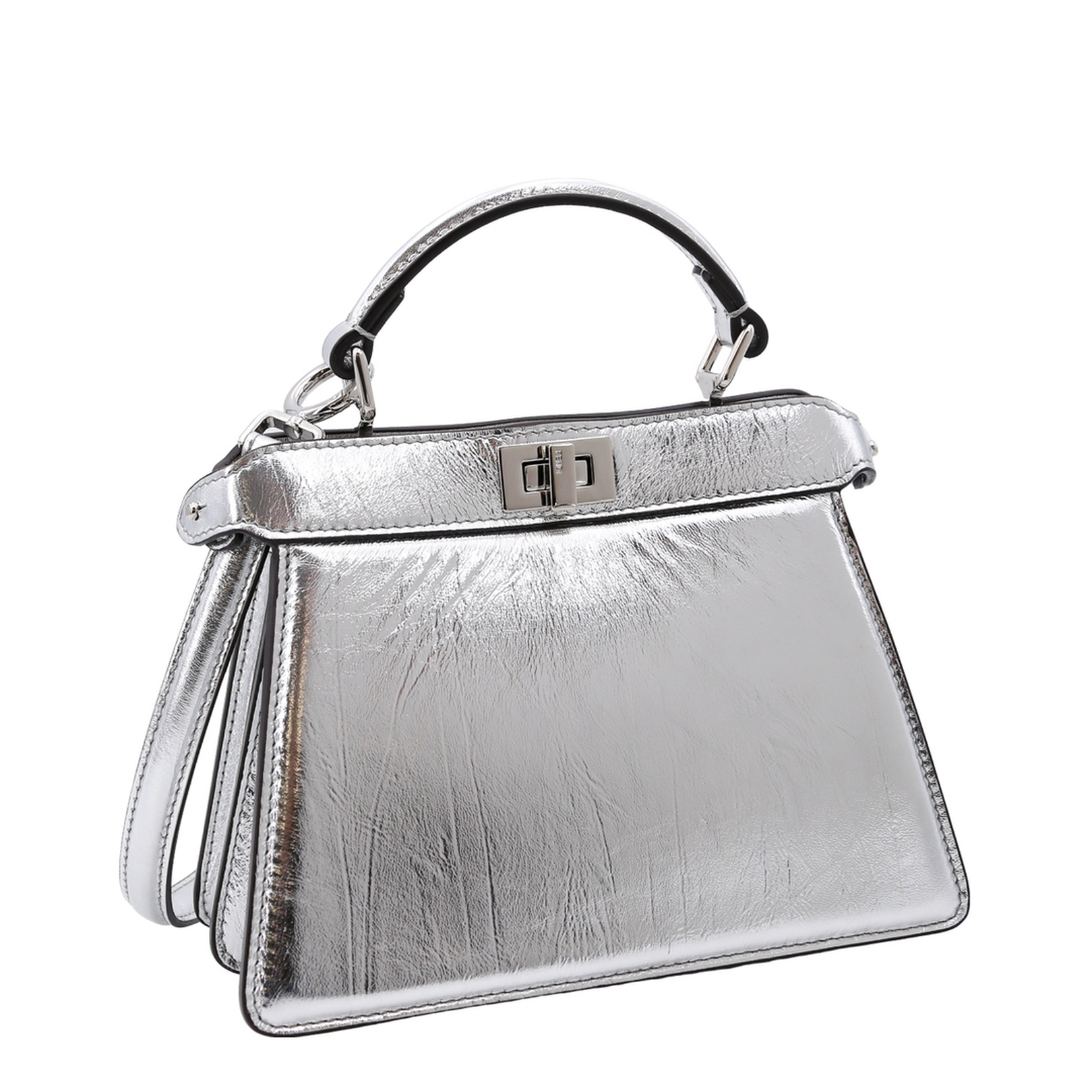 Peekaboo ISeeU Leather Top Handle Bags - Silver