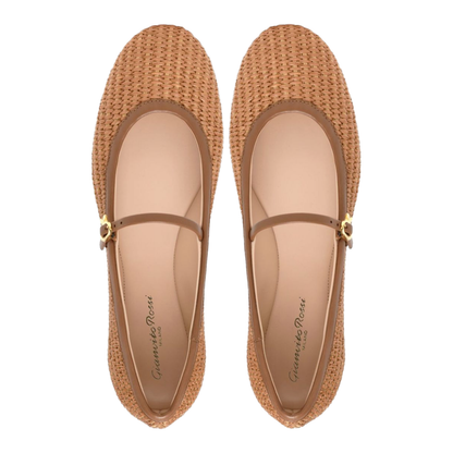Raffia Leather Slip-On Flats