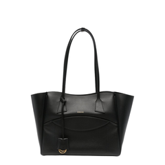 Flap Calf Leather Tote - Black