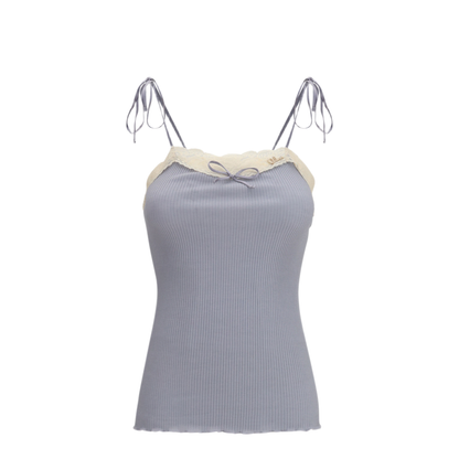 MAYFEYR - Chloè - Jersey And Lace Thin Strap Top - CH26UJH47093053