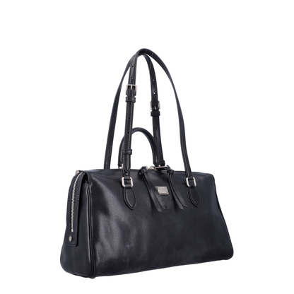 Vittoria Medium Calfskin Top Handle Bag - Black