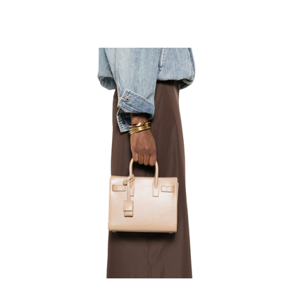 Sac de Jour Nano Smooth Leather Top Handle Bag - Beige