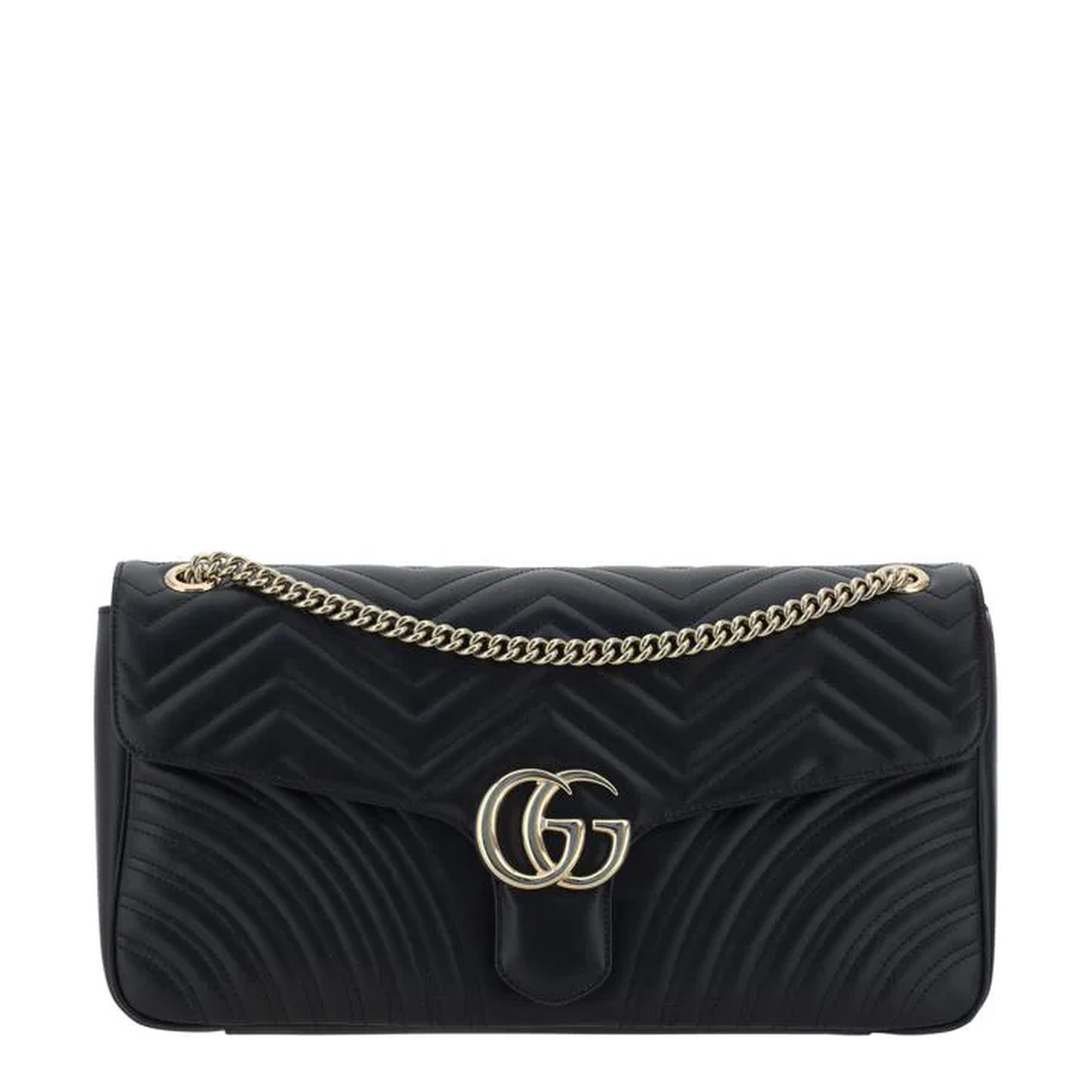 GG Marmont Large Leather Shoulder Bag - Black