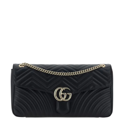 GG Marmont Large Leather Shoulder Bag - Black