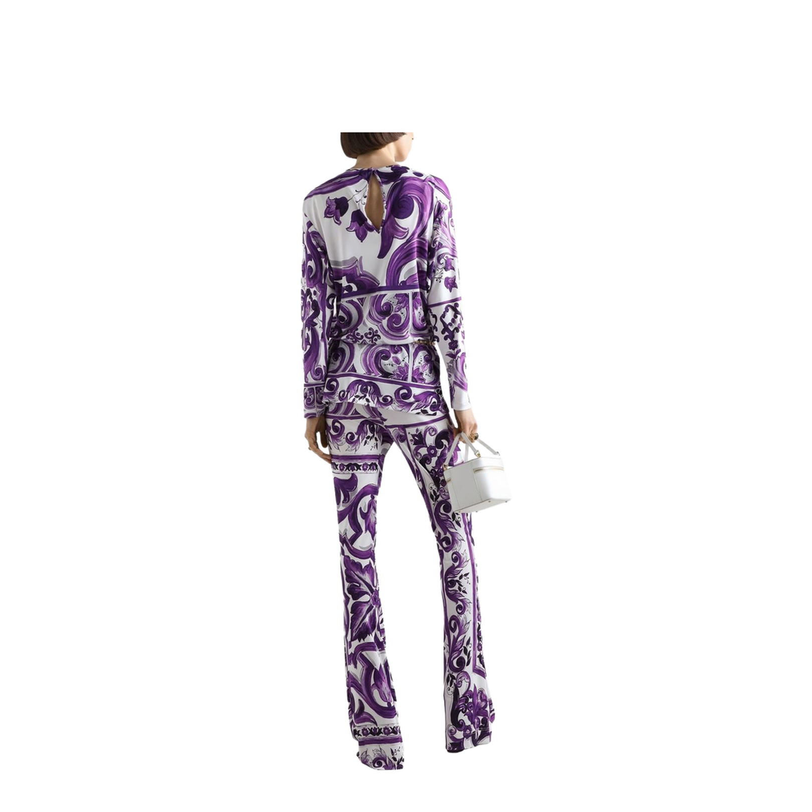 Multicolor Majolica Print Flared Pants