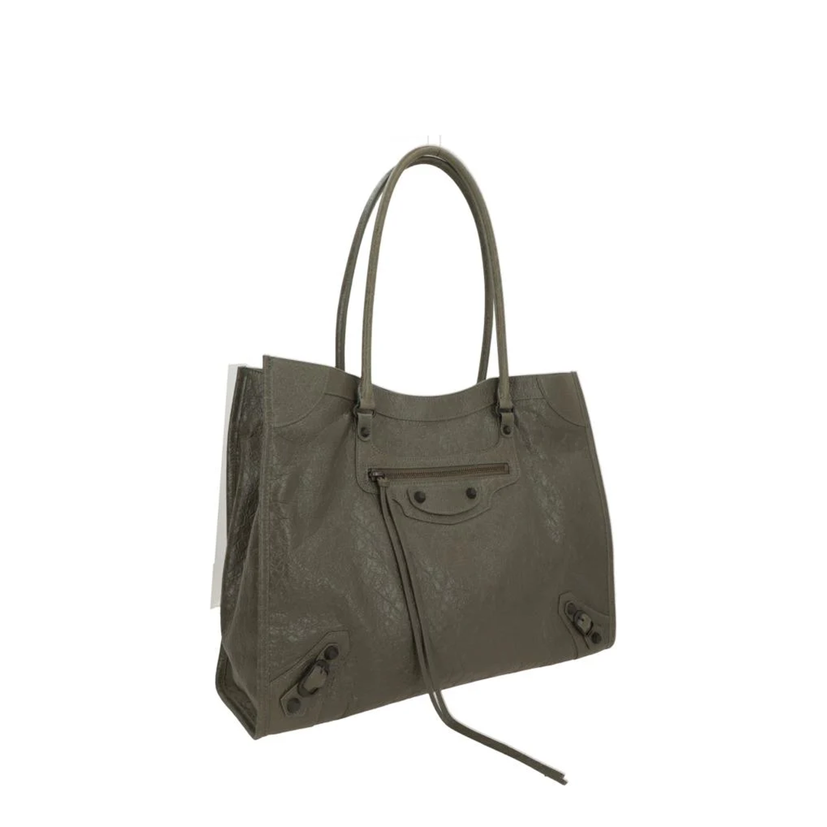 Tote Bag Crafted from Army Green Arena Leather