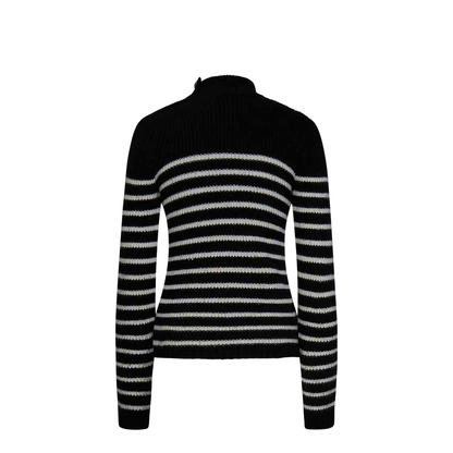 Stripe Sleeveless Pullover Black