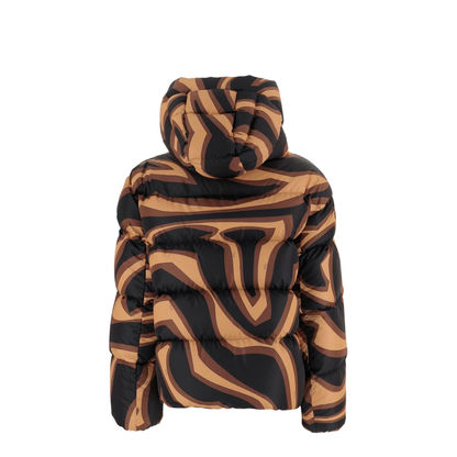 Printed Nylon Down Jacket In Brown