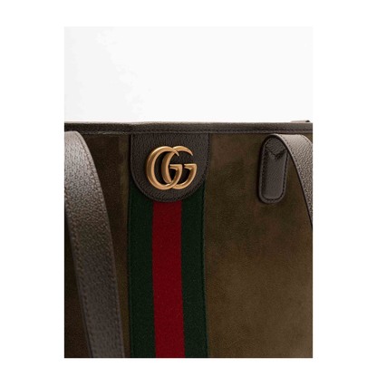 Ophidia Medium Tote Bag Dark Green Suede