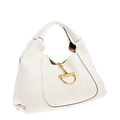 Softbit Maxi Grainy Leather Shoulder Bag - White