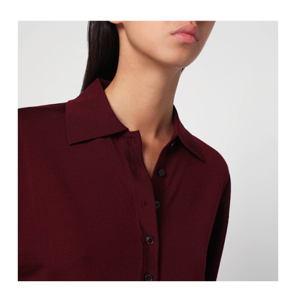Layered Bordeaux Wool Polo