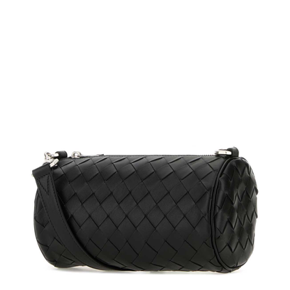 Barrel Mini Leather Crossbody Bags - Black