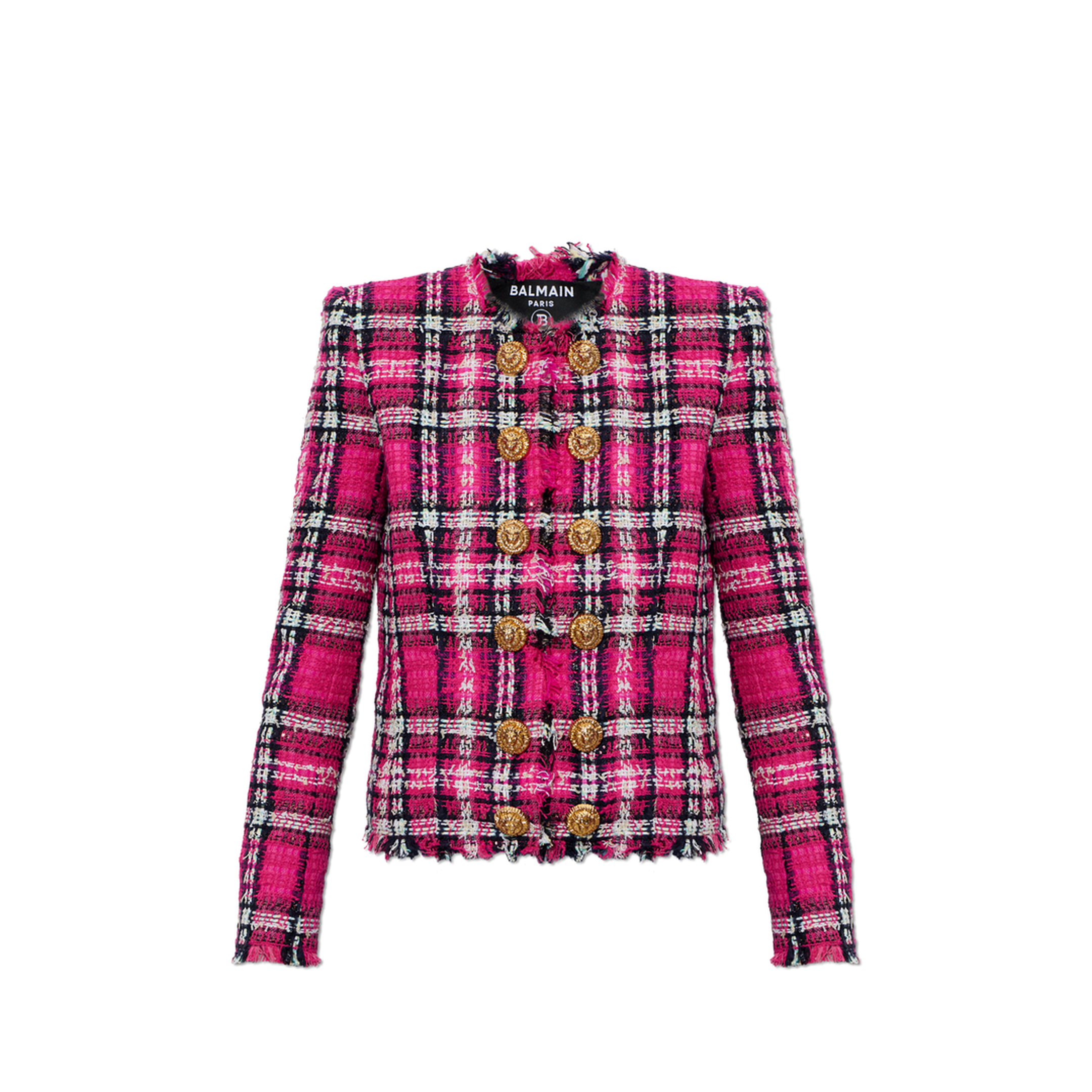 Glitter Plaid Tweed Cropped Jacket