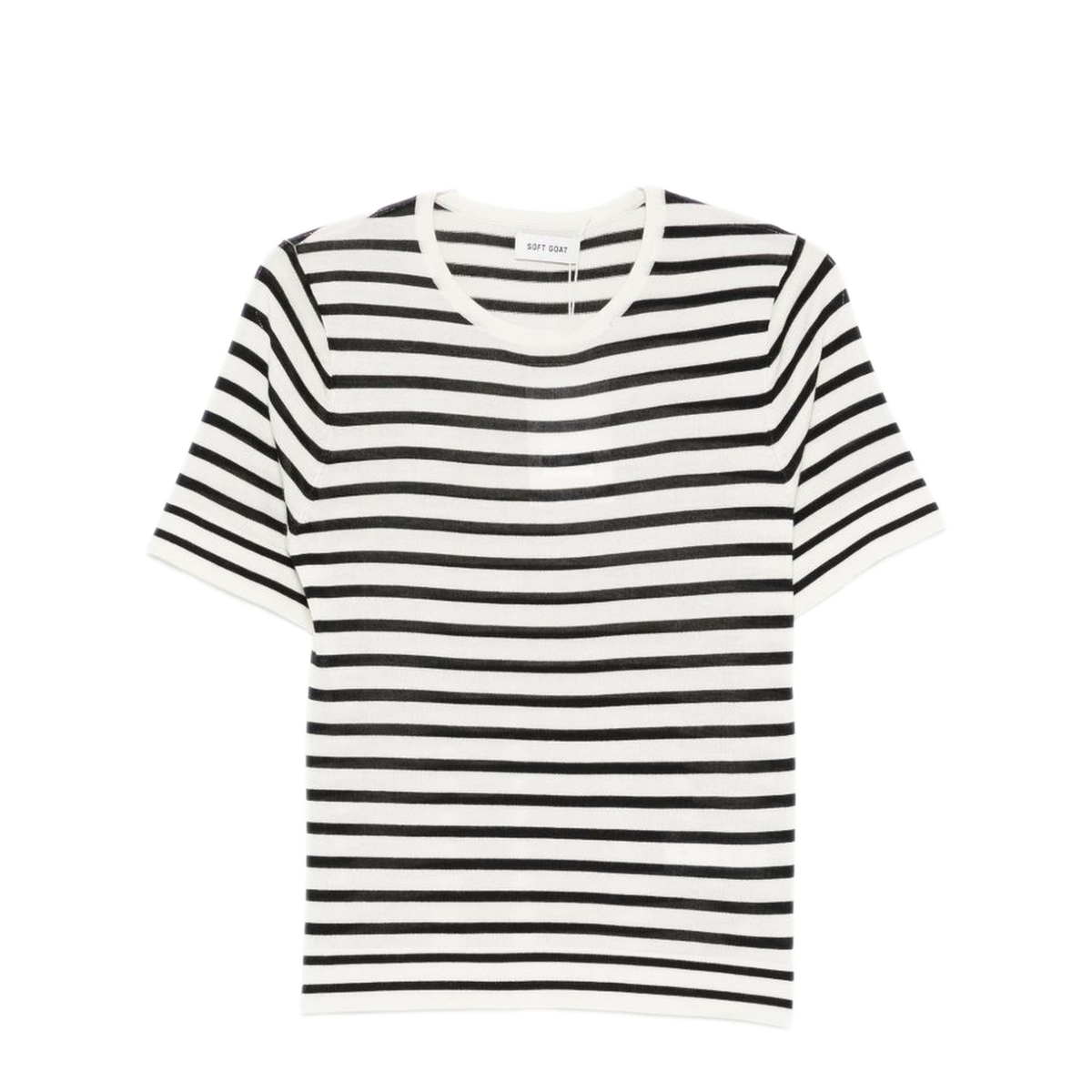 MAYFEYR - Soft Goat - Beige And Black Striped T Shirt - S252460512028STRIPED