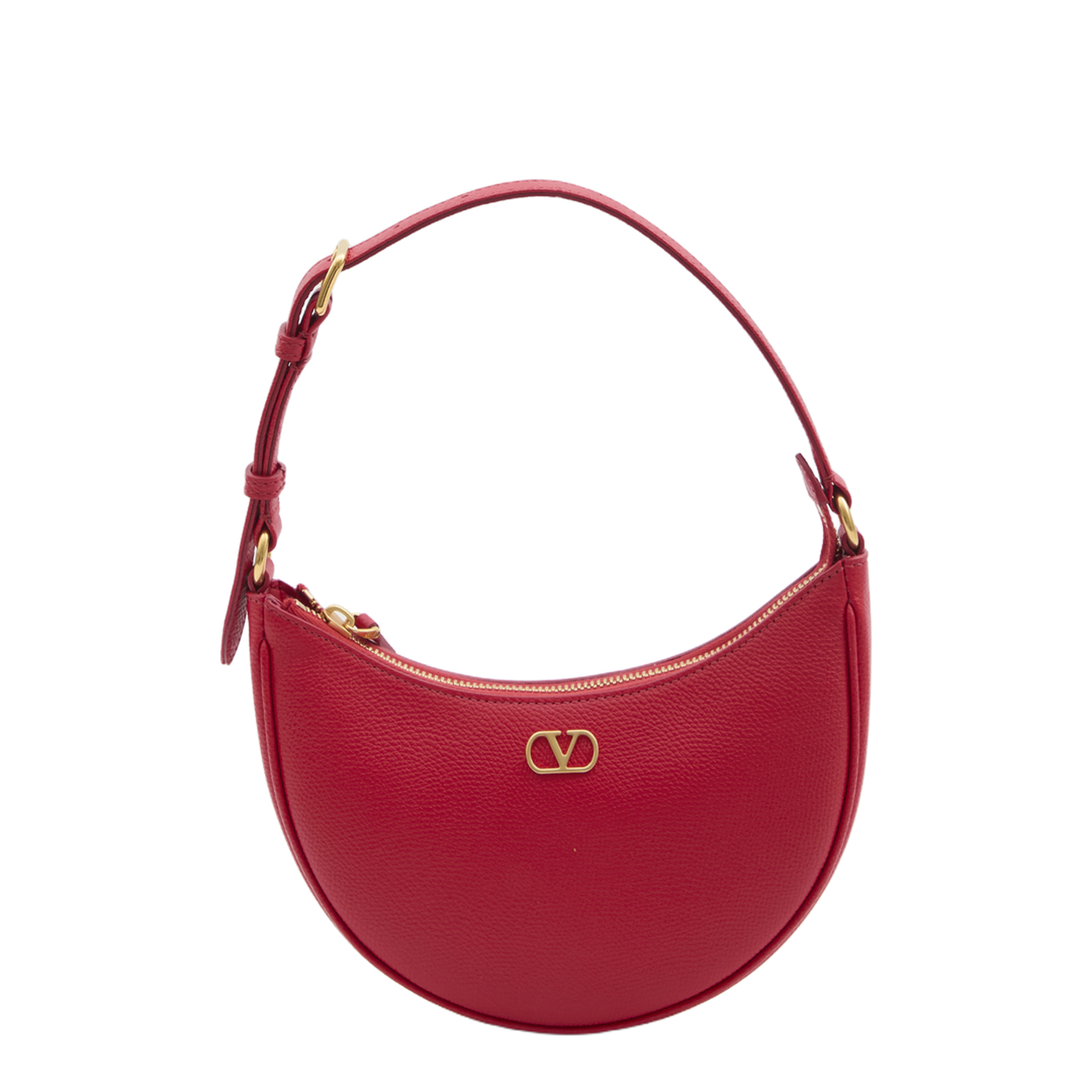 VLogo Signature Mini Calfskin Hobo Bag - Pure Red