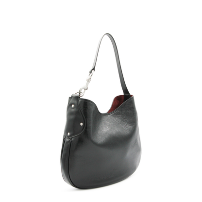 Hackney Shoulder Bag High Shine Calf Leather - Black