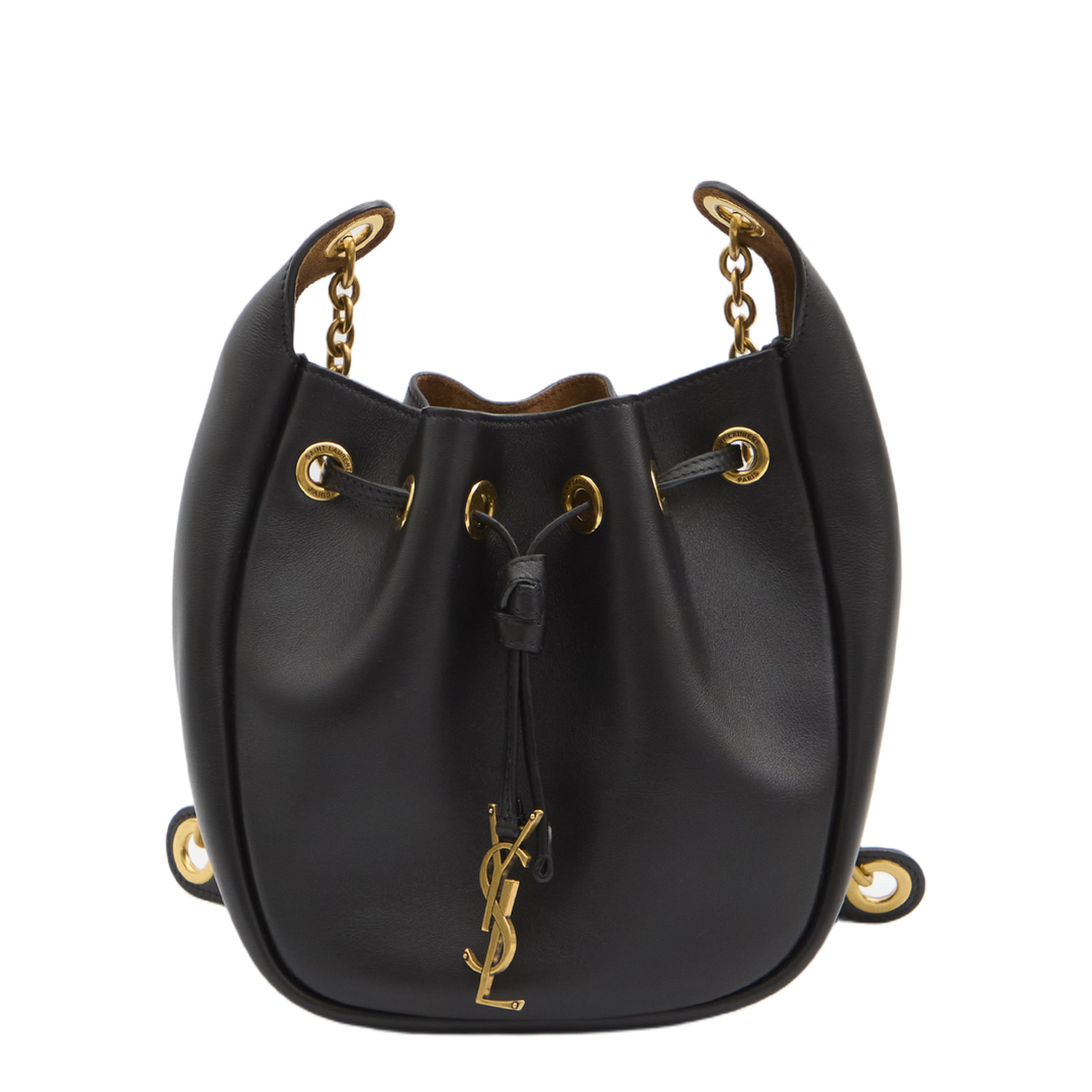 Supple Medium Leather Bucket Bags - Black