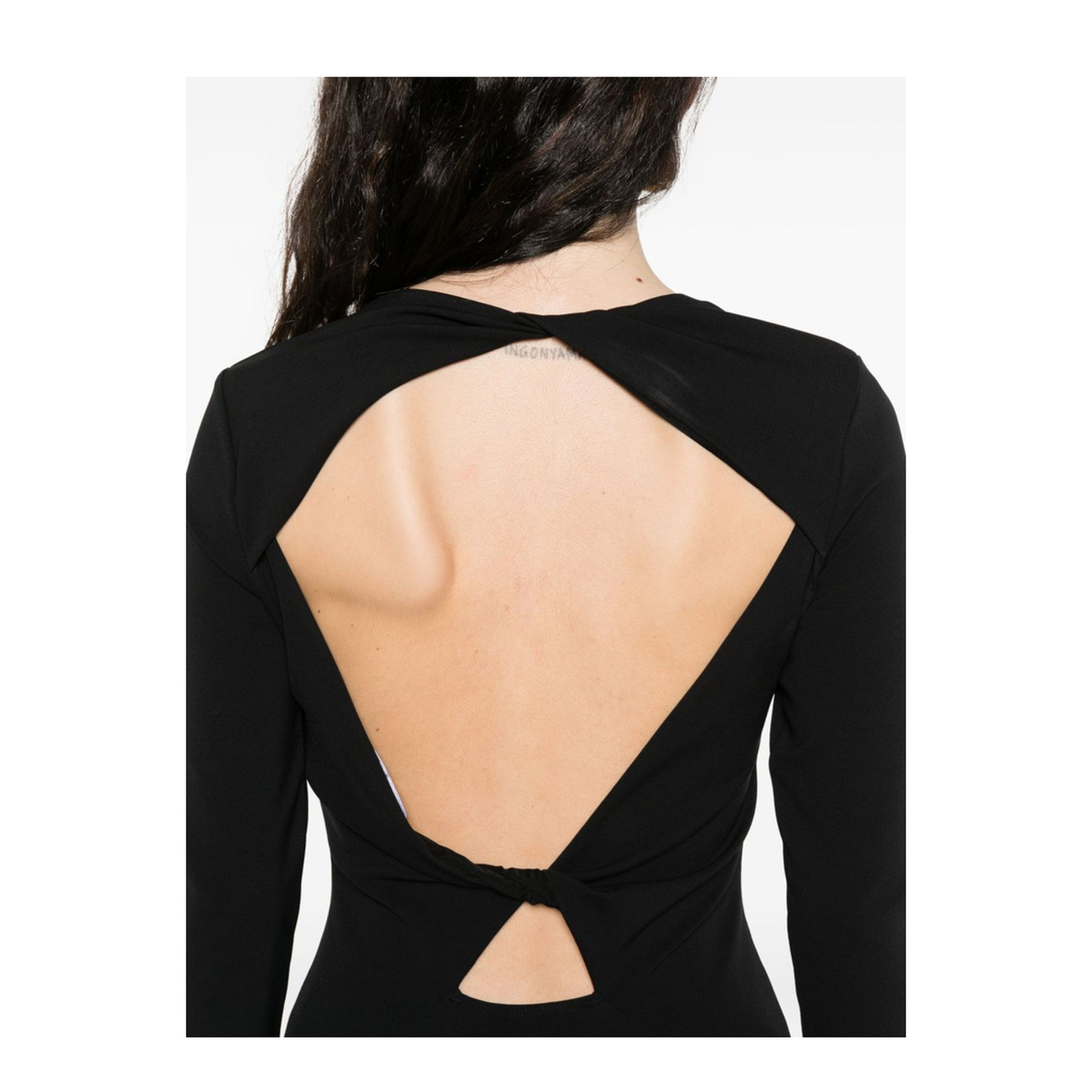 Black Dress with Long Sleeves and Knot Detail