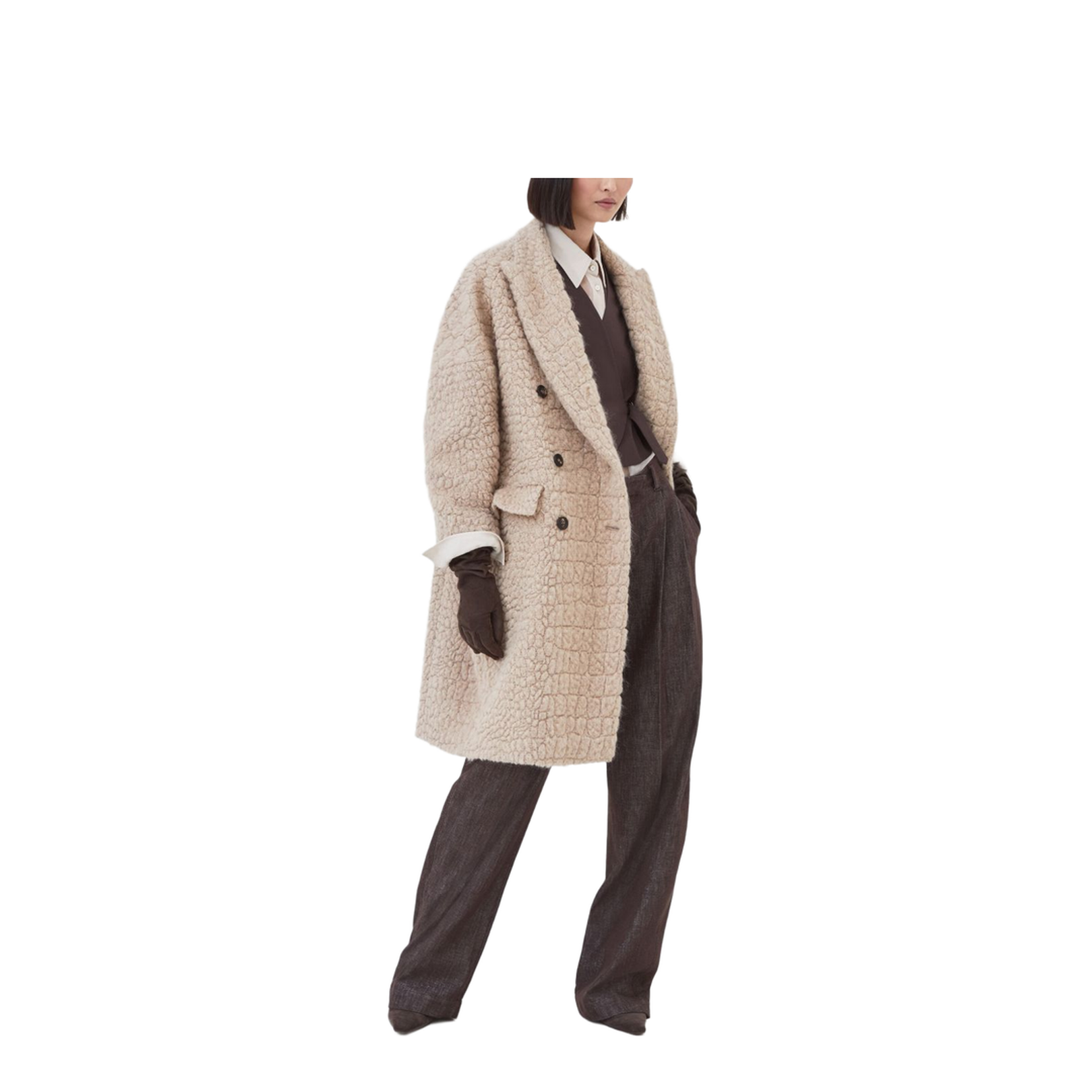 Coat with Dazzling Croc Motif in Camel