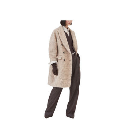 Coat with Dazzling Croc Motif in Camel