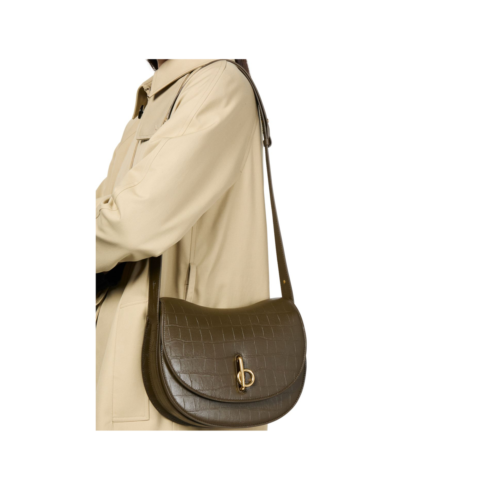 Flap Design Handbag with Gold Accents