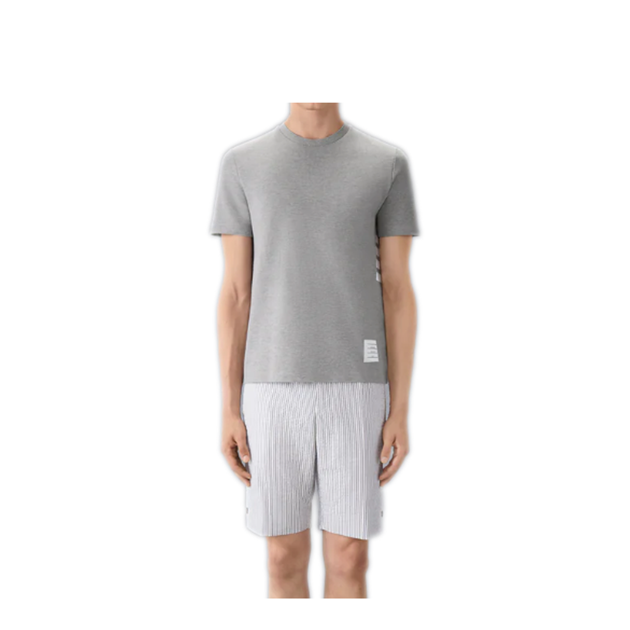 MAYFEYR - Thom Browne - Short Sleeve Tee With Engineered 4 Bar Stripe In Classic Pique - MJS123A00050055