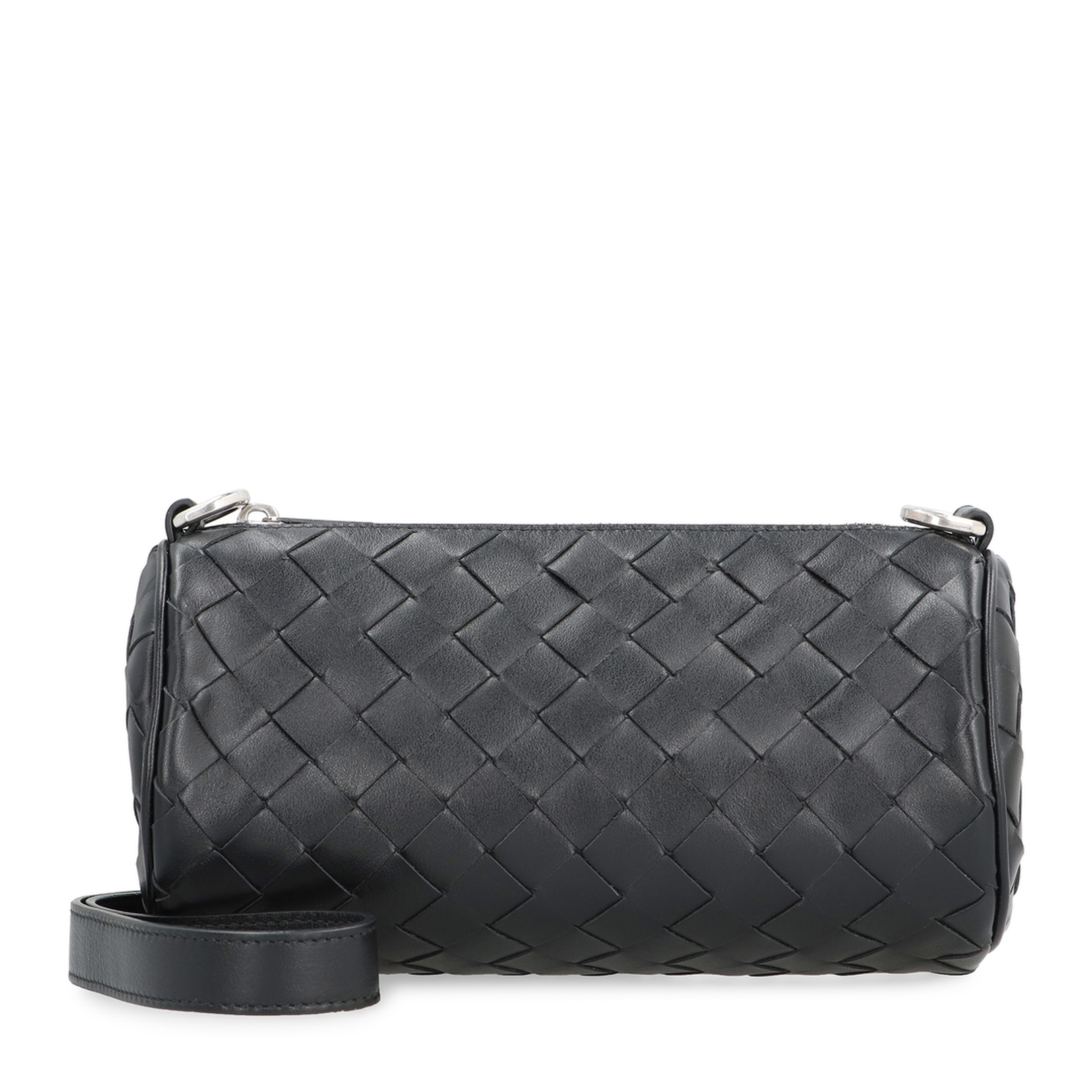 Barrel Mini Leather Crossbody Bags - Black