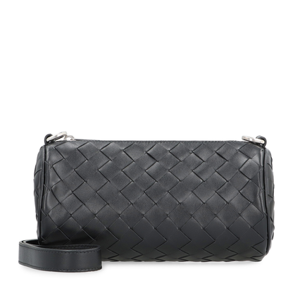 Barrel Mini Leather Crossbody Bags - Black