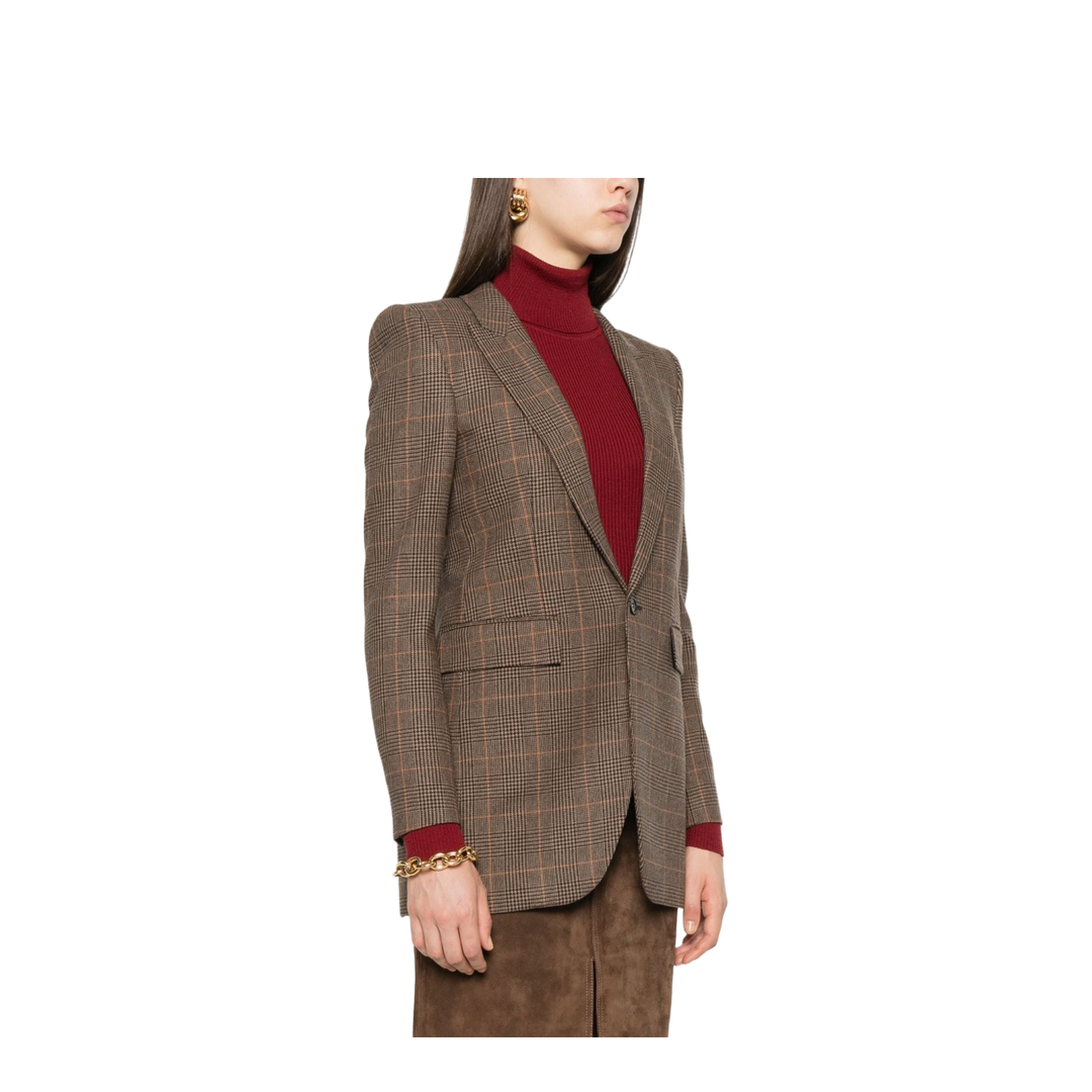 Brown Checked Pattern Jacket