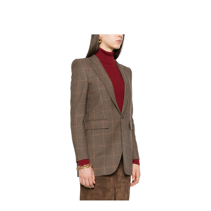 Brown Checked Pattern Jacket