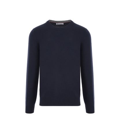 Ribbed Edges Detail Cashmere Crew Neck