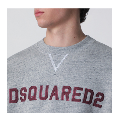 Grey Mélange Sweatshirt with Logo Embroidery