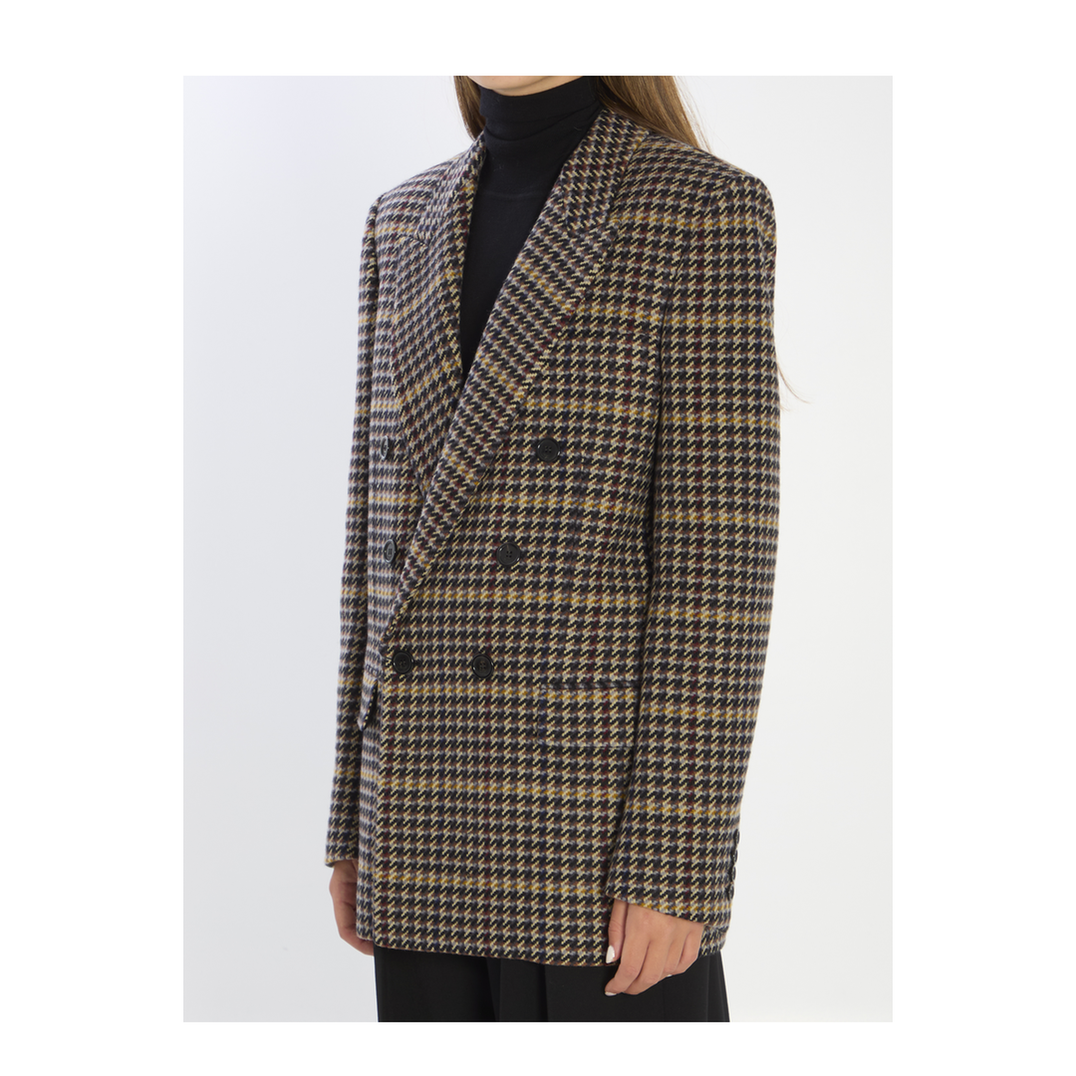 Brown Double-Breasted Jacket with Notched Revers