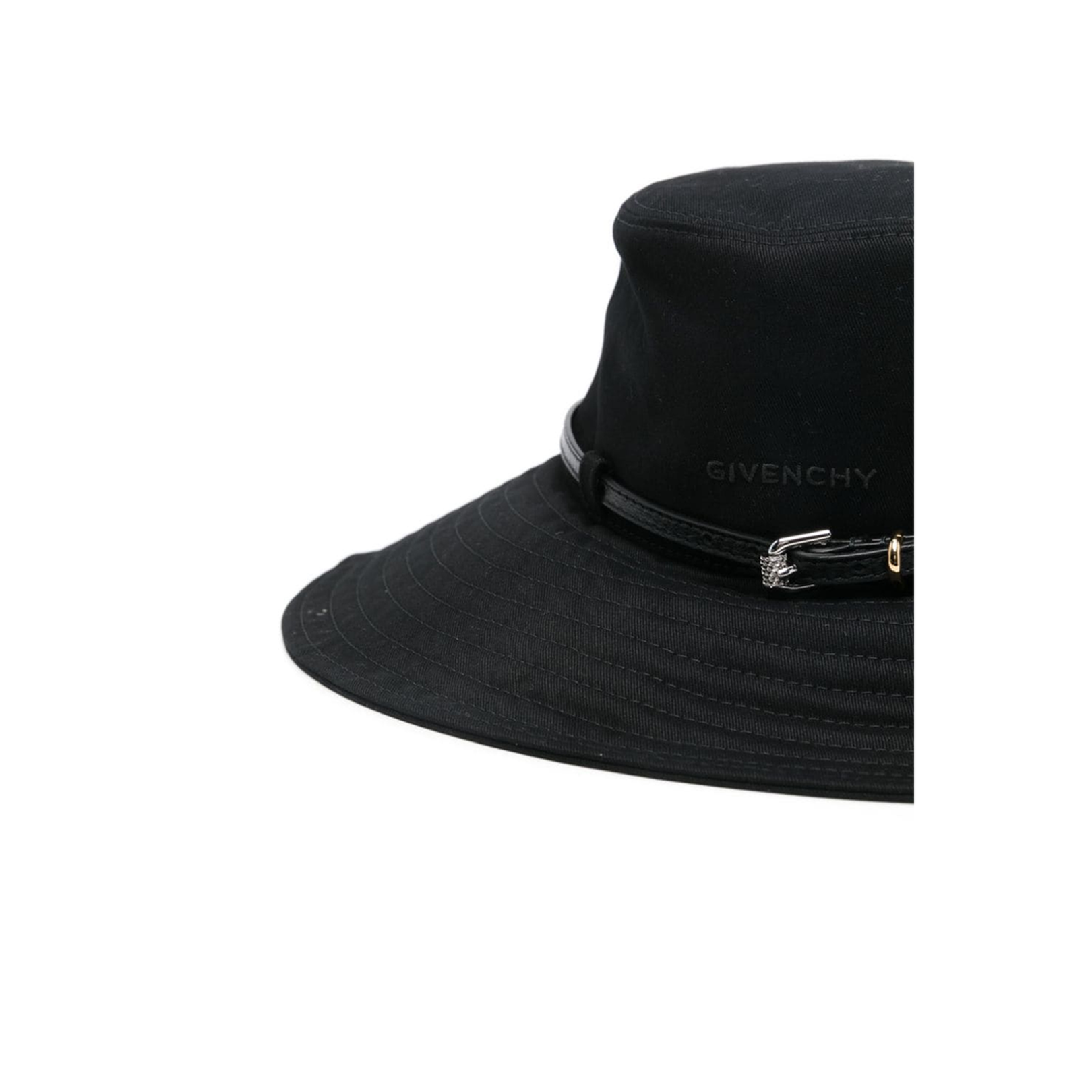 Black Cotton Canvas Flat Brim Hat