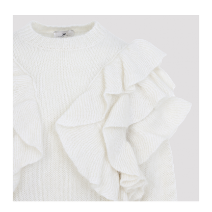 MAYFEYR - Elisabetta Franchi - Ivory Mohair Blend Short Sleeve Pullover - MK42T67E2193