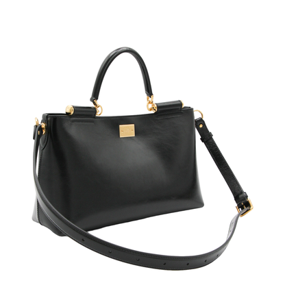 Vittoria Medium Calfskin Handbag - Black