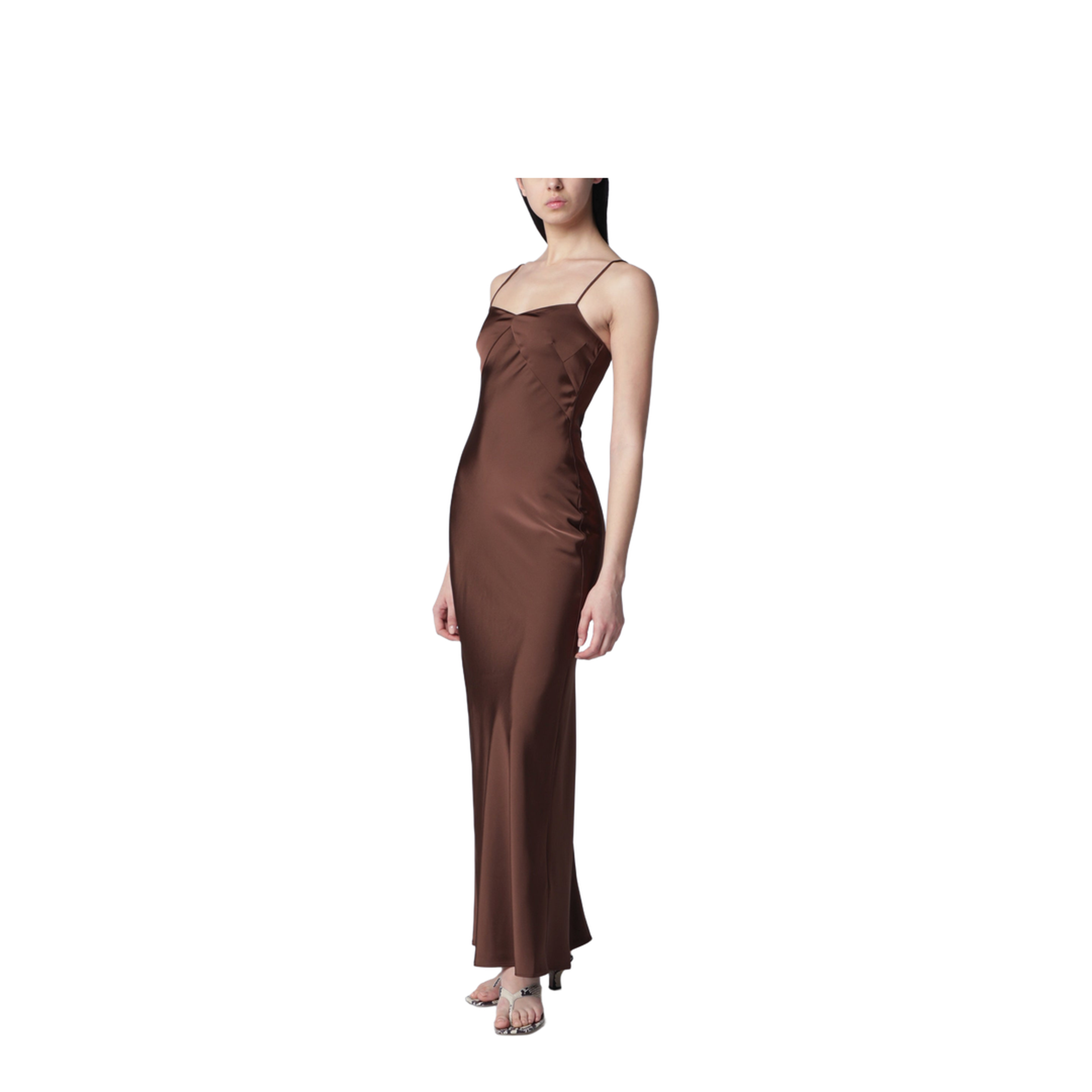 MAYFEYR - Rotate - Long Satin Slip Dress In Potting Soil - 1159072037PL2037