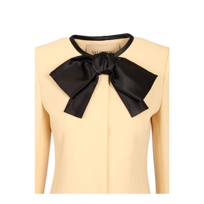 Wool Crepe Caban Jacket with Bow