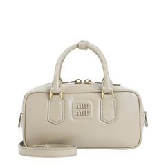 Arcadie Leather Top-Handle Bag - Sand Beige
