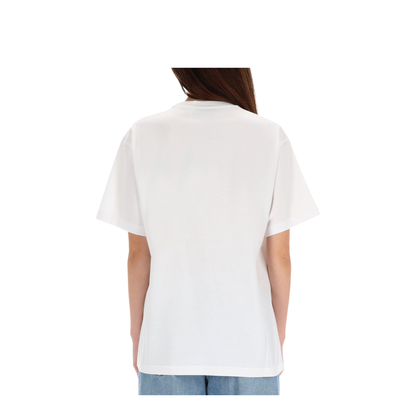 Cotton Jersey T-Shirt with Embroidery in White