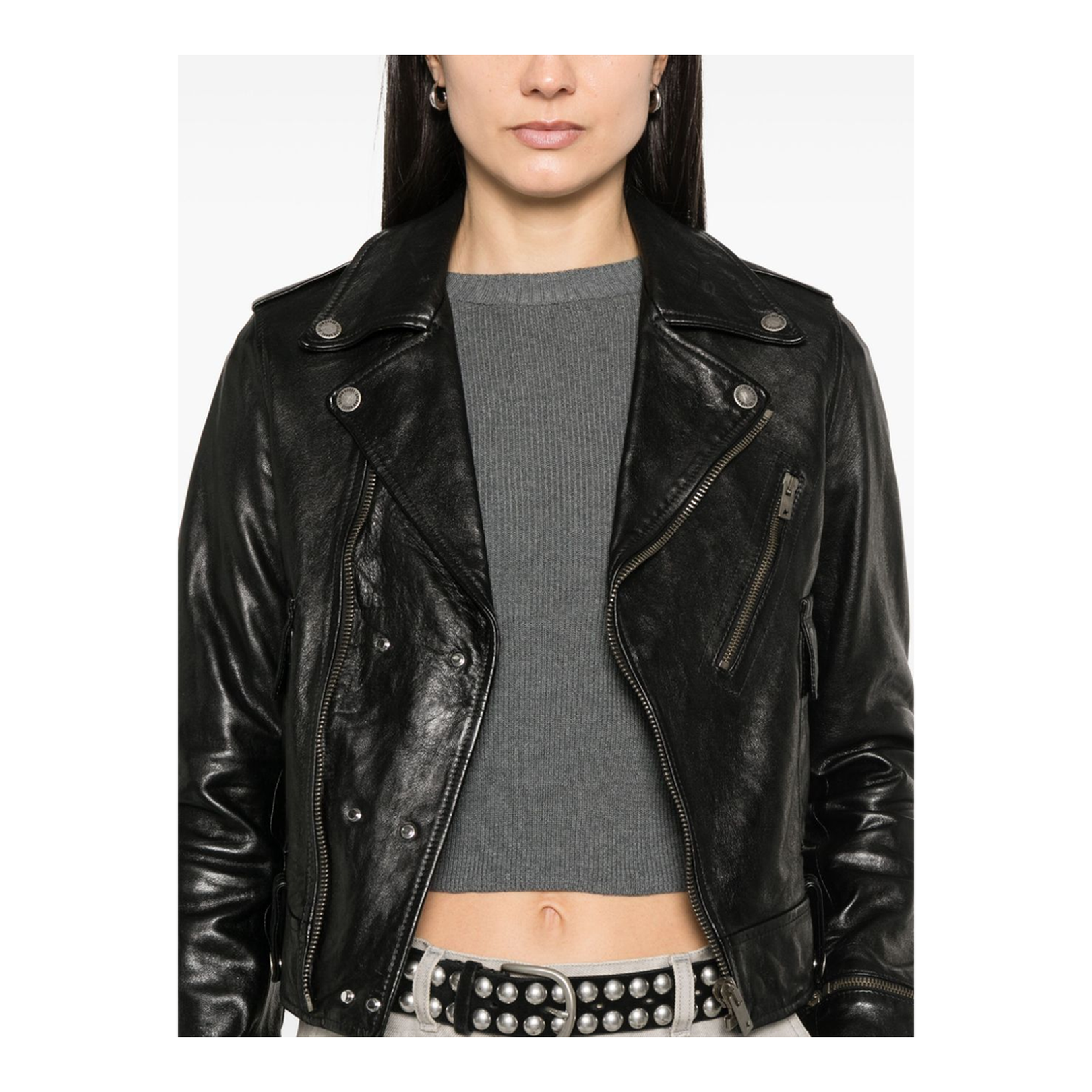 Leather Jacket with Shiny Effect