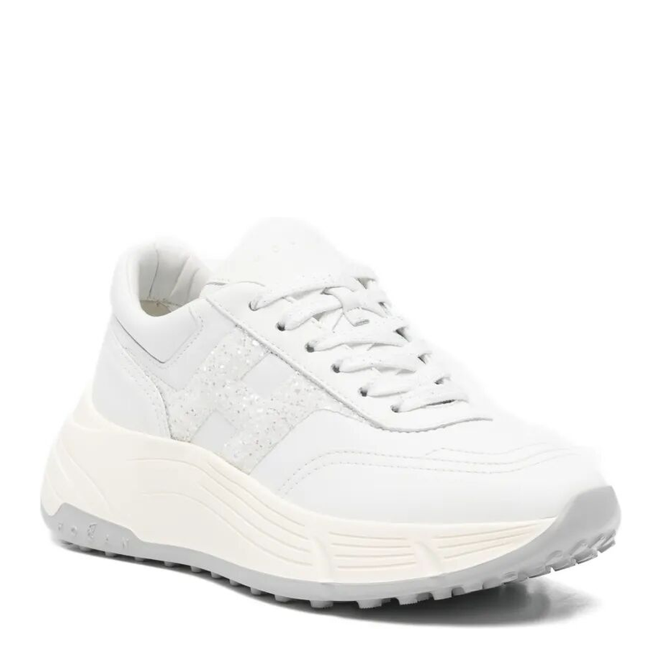 MAYFEYR - Hogan - Hi-Fi Smooth Leather Sneakers With Glittered H - HXW6690FR30UWW