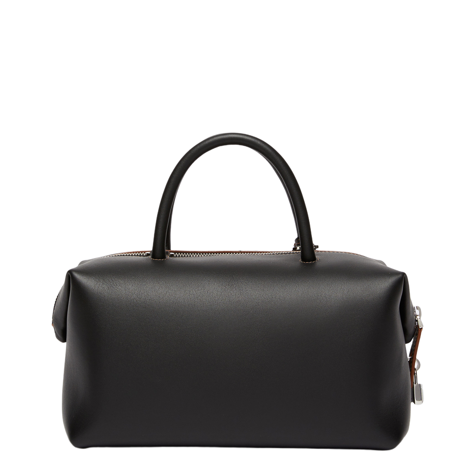 Medium Natural Leather Bowler Bag Black
