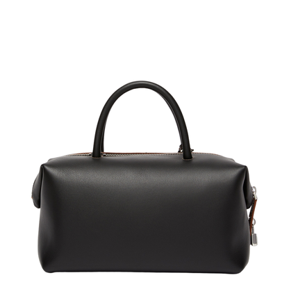 Medium Natural Leather Bowler Bag Black