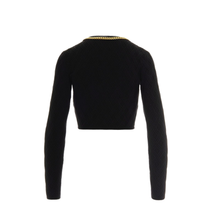 MAYFEYR - Elisabetta Franchi - Black Diamond Pattern Zip Front Sweater - MK29B56E2110