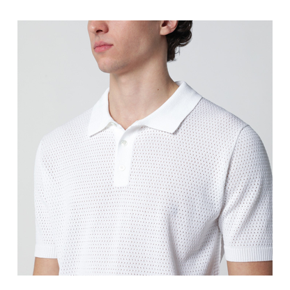 MAYFEYR - Roberto Collina - White Openwork Cotton Polo - 261MYA13224CO01