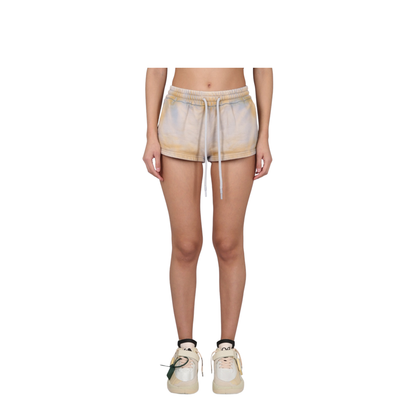 Tie Dye Cotton Shorts Beige Ice-Colored
